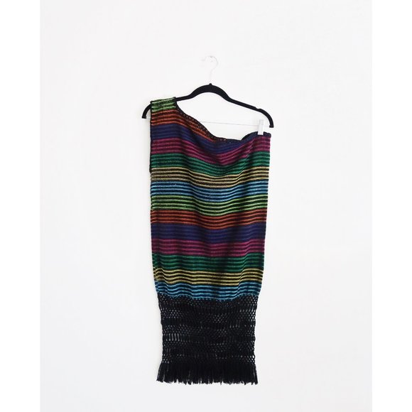 Jaline Rainbow Stripe One Shoulder Dress fit S NWT - Picture 1 of 10